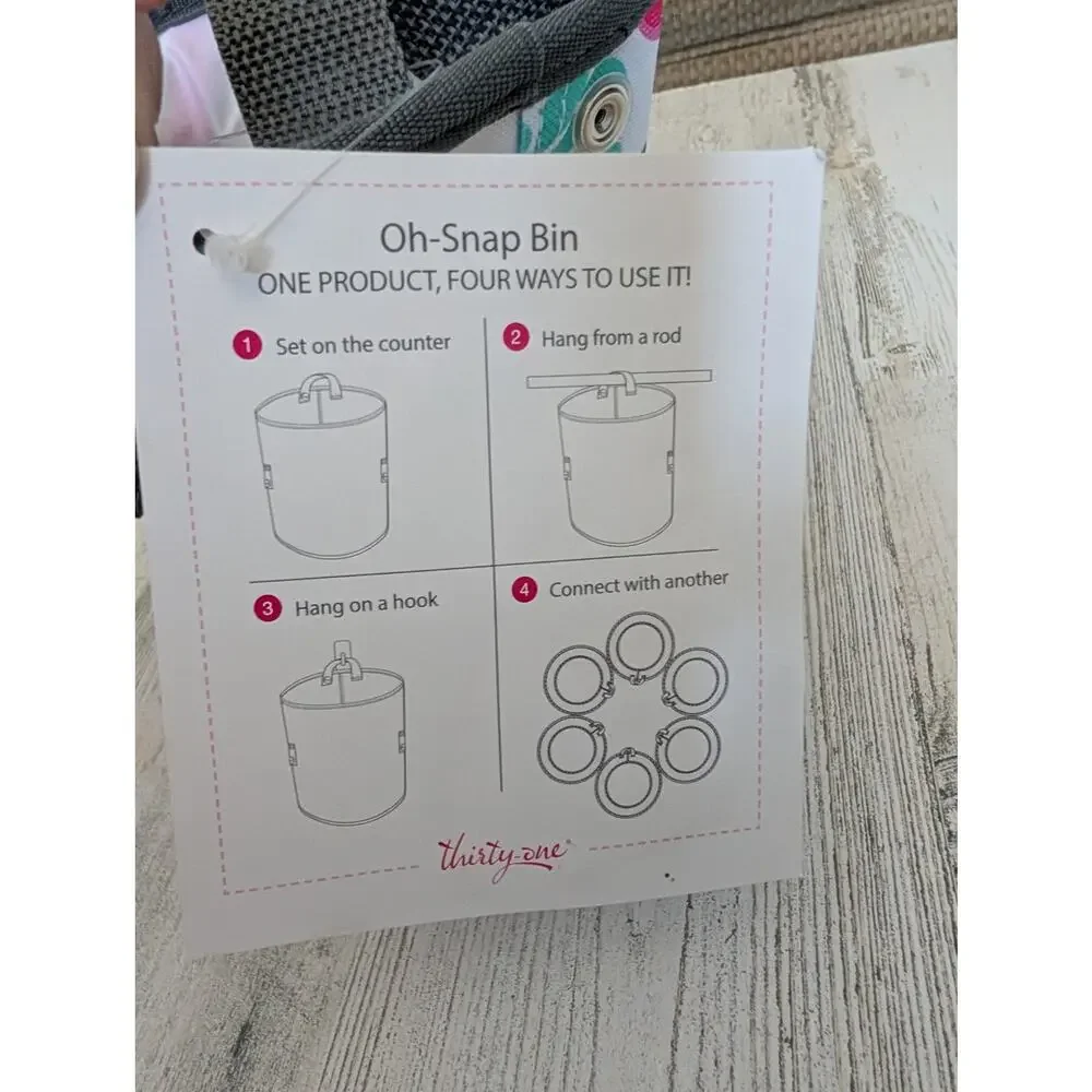Thirty-One Bubble Bloom Oh Snap Bin PinkBlue Gray Green Floral NEW 31
